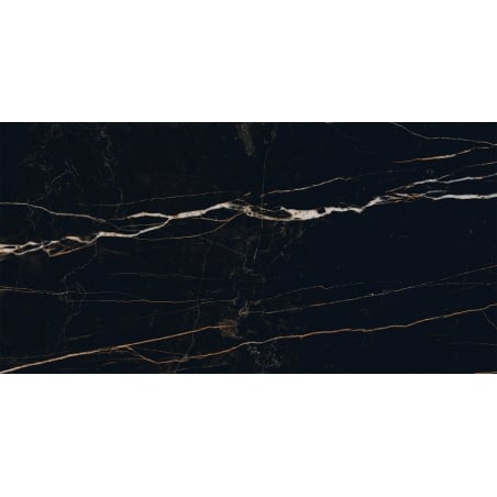 Mexen Flamingo Černý vzorek glazované gresové rektifikované dlaždice G1, dlaždice podlahová-stěnová, vysoký lesk