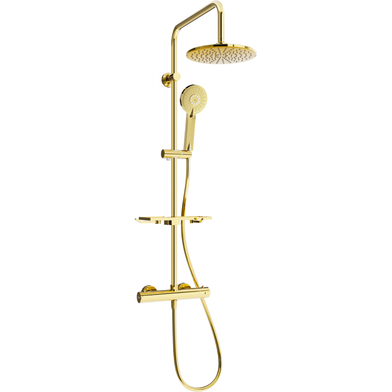 Mexen KT40 nástěnný sprchový set s dešťovou sprchou a termostatickou baterií, zlatý - 771504093-50