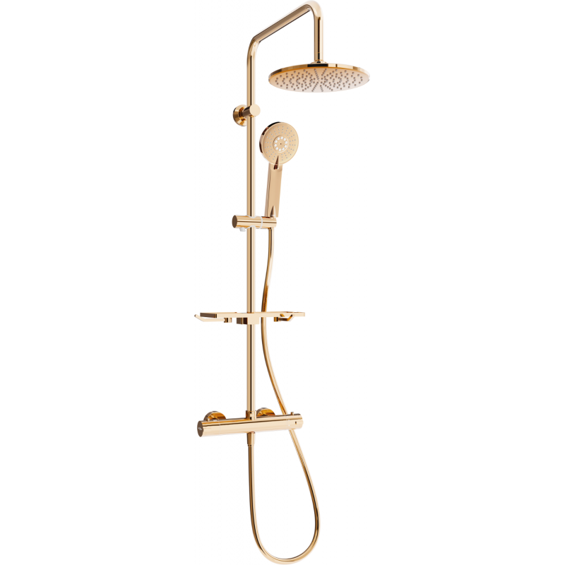 Mexen KT40 nástěnná sprchová sada s dešťovou sprchou a termostatickou baterií, růžové zlato - 771504093-60