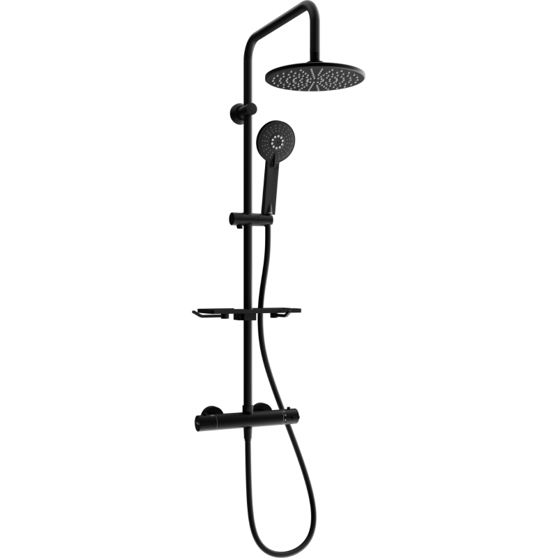 Mexen KT40 nástěnný sprchový set s dešťovou sprchou a termostatickou baterií, černý - 771504093-70