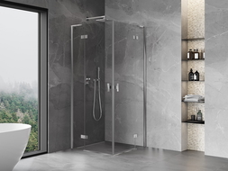 Mexen Mist-H L Duo sprchová zástěna s otevíracími dveřmi 115 x 115 cm, transparentní, chrom - 8A5L-115L-115P-01-00