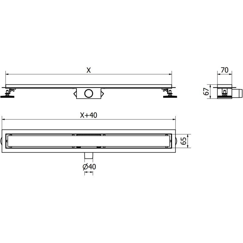 Mexen Flat M33 lineární odtok 70 cm, černý - 1733070-15