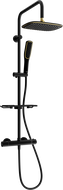 Mexen KT49 nástěnná sprchová sada s dešťovou sprchou a termostatickou baterií, černá/zlatá - 771504993-75