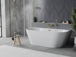 Mexen Oval Slim volně stojící přisazená vana 170 x 80 cm, bílá, přepad zlatý - 52661708000-50