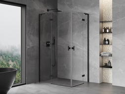 Mexen Mist-H L Duo sprchový kout s otočnými dveřmi vlevo 105 x 100 cm, průhledný, černý - 8A5L-105L-100P-70-00
