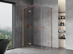 Mexen Mist-H L Duo sprchová kabina otočná vlevo 110 x 105 cm, transparentní, kartáčovaná měď - 8A5L-110L-105P-65-00