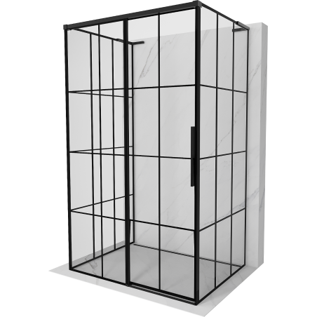Mexen Rox-3S L sprchový kout 3-stěnný posuvný levý 115 x 85 cm, černá mřížka, černá - 8C2L-115-085-70-77-3S-L