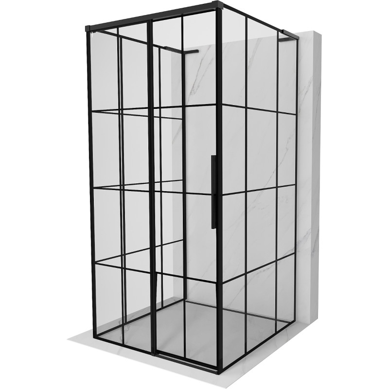 Mexen Rox-3S L sprchový kout 3-stěnný posuvný levý 90 x 90 cm, černá mřížka, černá - 8C2L-090-090-70-77-3S-L