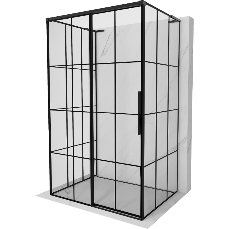 Mexen Rox-3S L třístranný sprchový kout posuvný levý 105 x 110 cm, černá mřížka, černá - 8C2L-105-110-70-77-3S-L