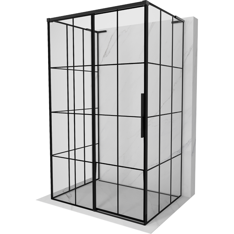 Mexen Rox-3S L sprchový kout 3stranný posuvný levý 140 x 120 cm, černá mřížka, černá - 8C2L-140-120-70-77-3S-L