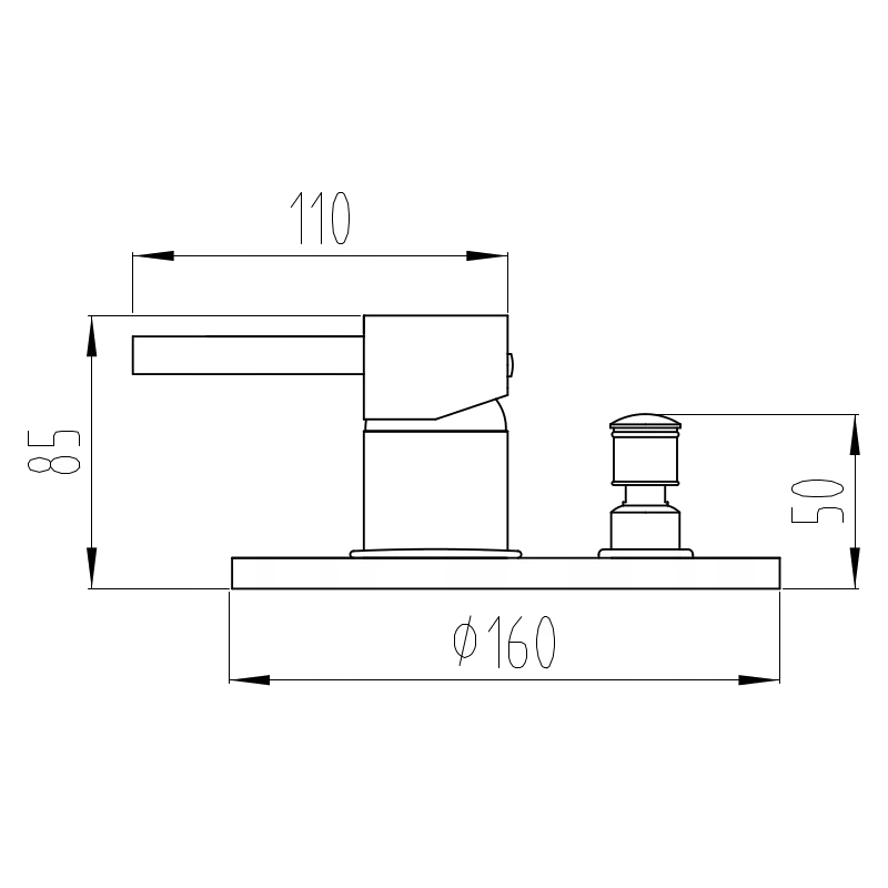 Mexen Lua vanová podomítková baterie, Černá - 72835-70