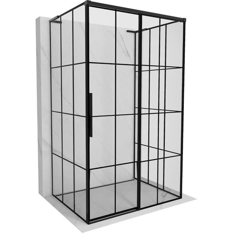 Mexen Rox-3S L sprchový kout 3-stěnný posuvný pravý 135 x 110 cm, černá mřížka, černý - 8C2L-135-110-70-77-3S-P