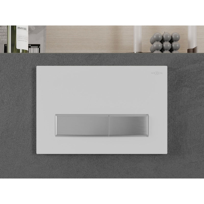 Mexen Fenix 09 splachovací tlačítko, bílý/matný chrom - 600929
