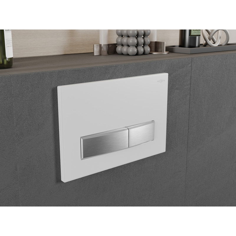 Mexen Fenix 09 splachovací tlačítko, bílý/matný chrom - 600929