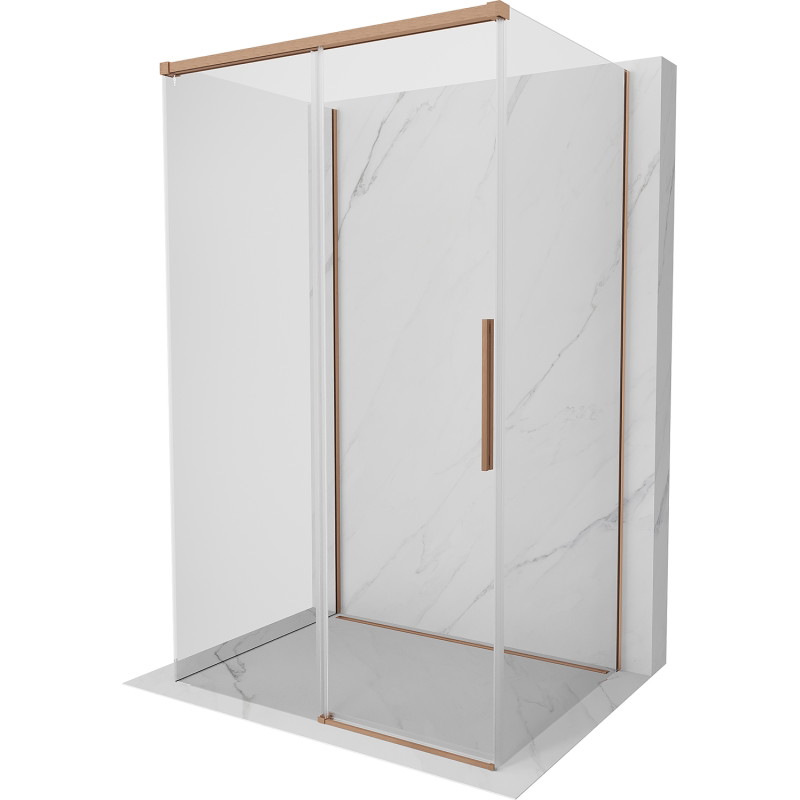 Mexen Rox-3S sprchový kout 3stěnný posuvný 155 x 120 cm, průhledný, kartáčovaná měď - 8C2-155-120-65-00-3S