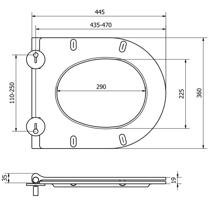 Mexen zpomalující prkénko slim, duroplast, bílý lesk - 39050100