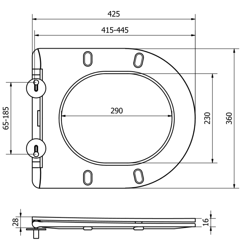 Mexen deska pomalu klesová slim, duroplast, bílá lesk - 39030100