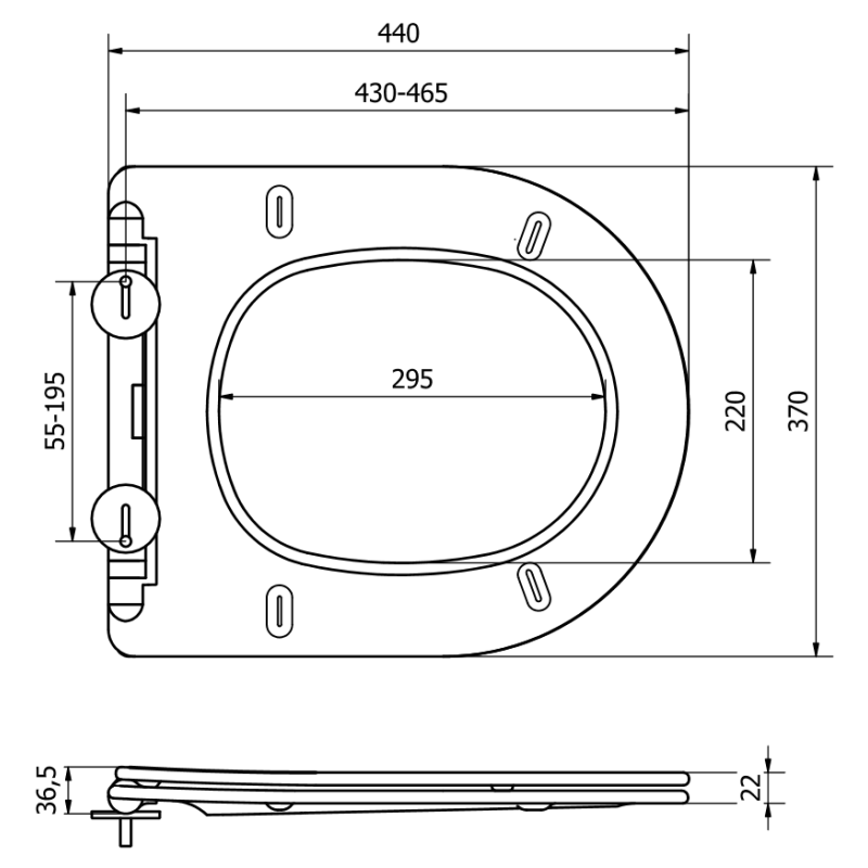 Mexen WC prkénko s tichým zavíráním slim, duroplast, černá mat - 39100185