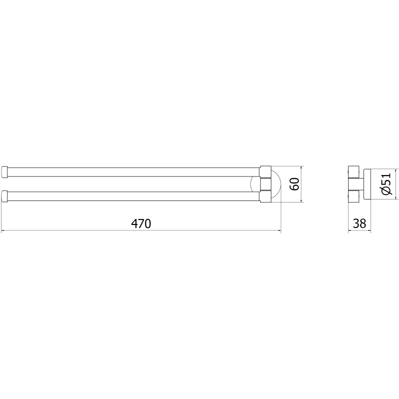 Mexen Remo dvojitý otočný držák na ručníky, chrom - 70507255-00