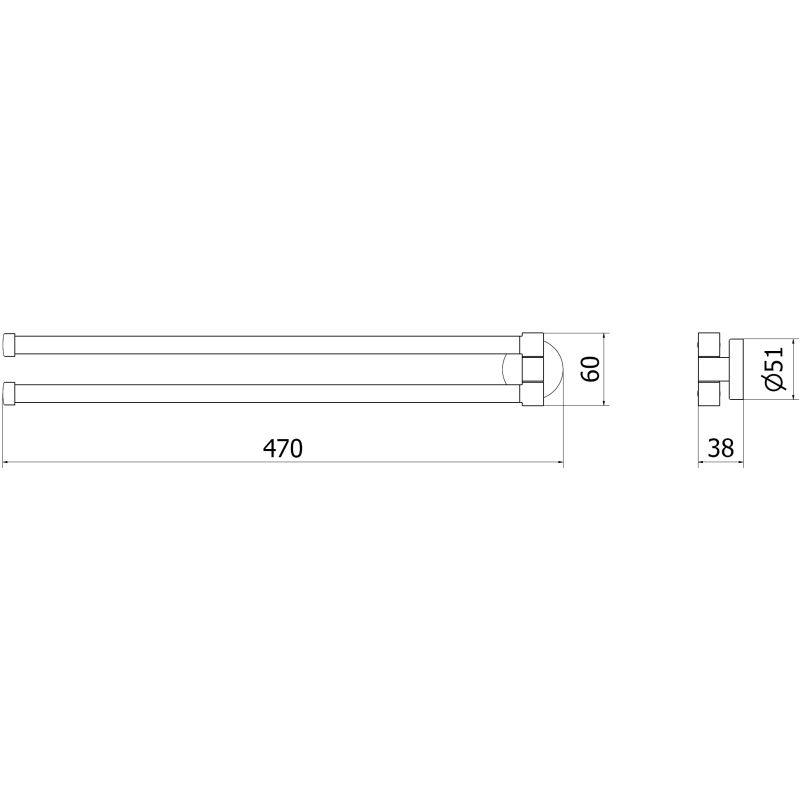 Mexen Remo dvojitý otočný držák na ručníky, černý - 70507255-70
