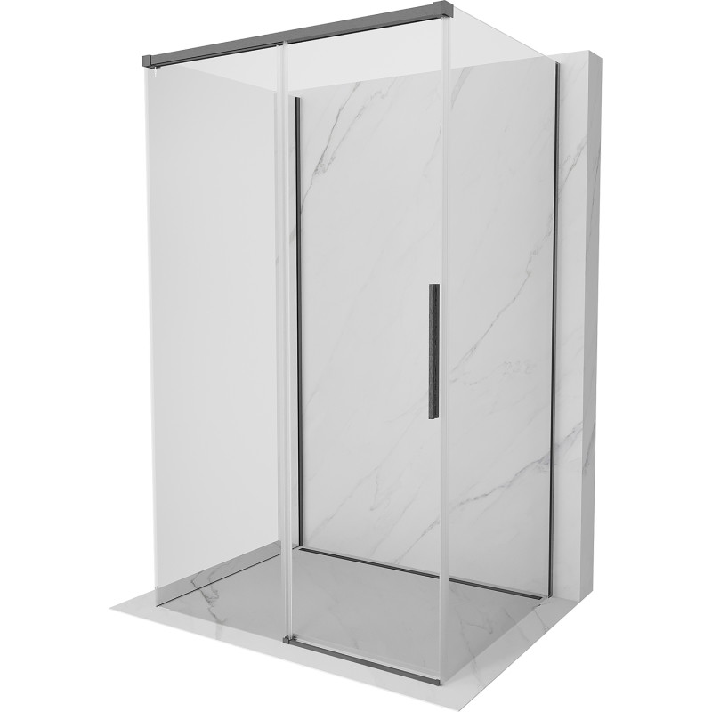 Mexen Rox-3S sprchový kout 3-stěnný posuvný 115 x 100 cm, transparentní, gun gray kartáčovaný - 8C2-115-100-66-00-3S