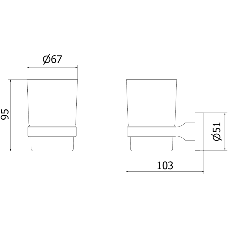 Mexen Remo kelímek na kartáčky, černý chrom - 7050738-73