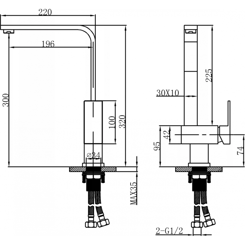Mexen Liv kuchyňská baterie, inox - 672100-99