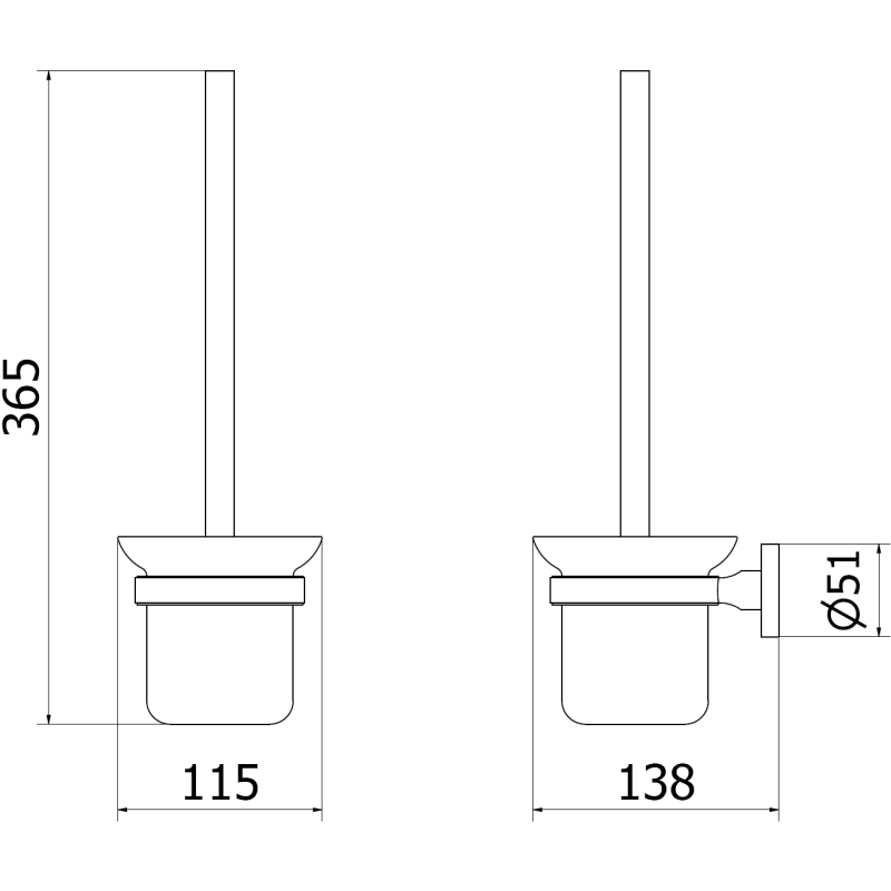 Mexen Remo toaletní kartáč, zlatý - 7050750-50