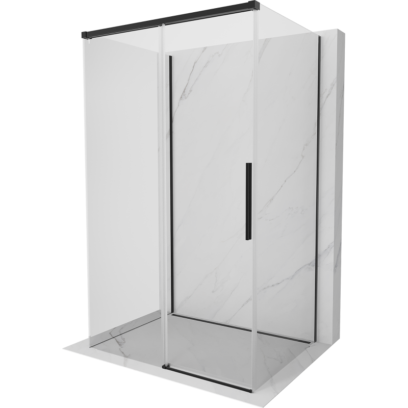 Mexen Rox-3S sprchová kabina 3stěnná posuvná 160 x 95 cm, transparentní, černá - 8C2-160-095-70-00-3S
