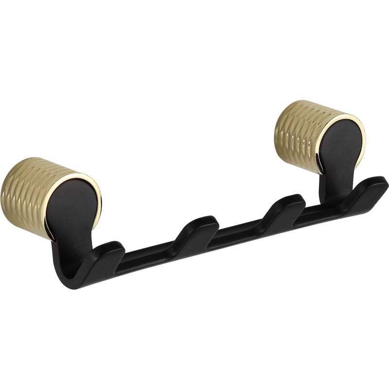 Mexen Base čtyřnásobný háček na ručník, černý/zlatý - 70882354-57