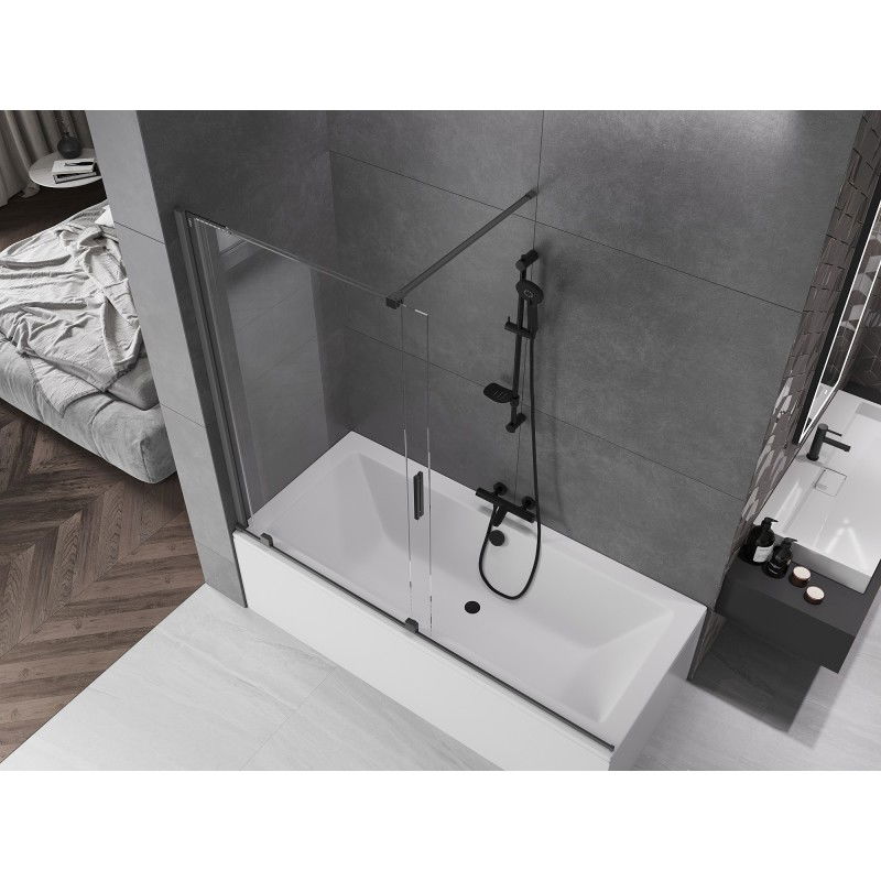 Mexen Velar vana zástěna 2dílná posuvná 180 x 150 cm, transparentní, gun metal - 896-180-000-01-95