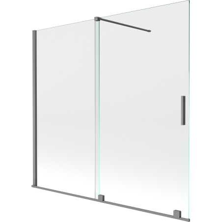 Mexen Velar dvoukřídlá posuvná vanová zástěna 170 x 150 cm, transparentní, gun metal - 896-170-000-01-95