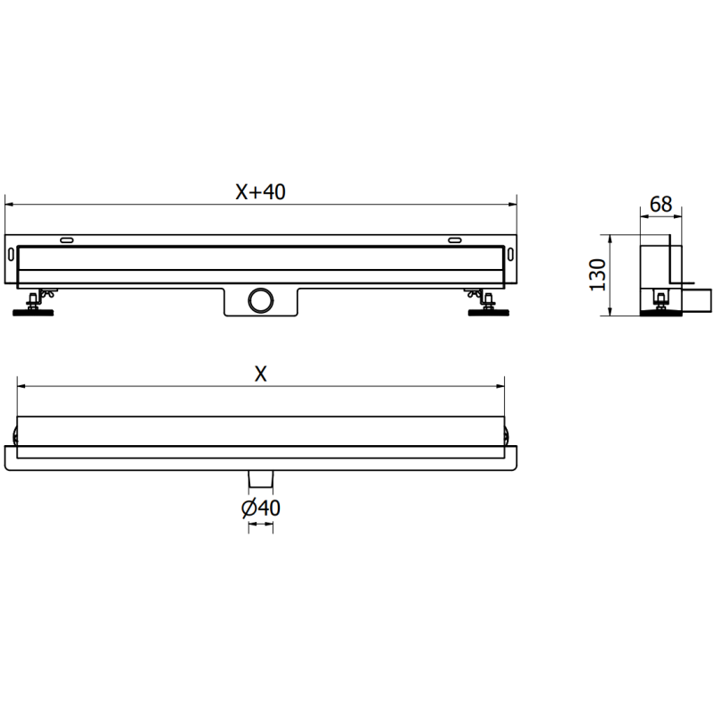 Mexen Flat Wall liniový odtok nástěnný 2v1 90 cm, černý - 1730090
