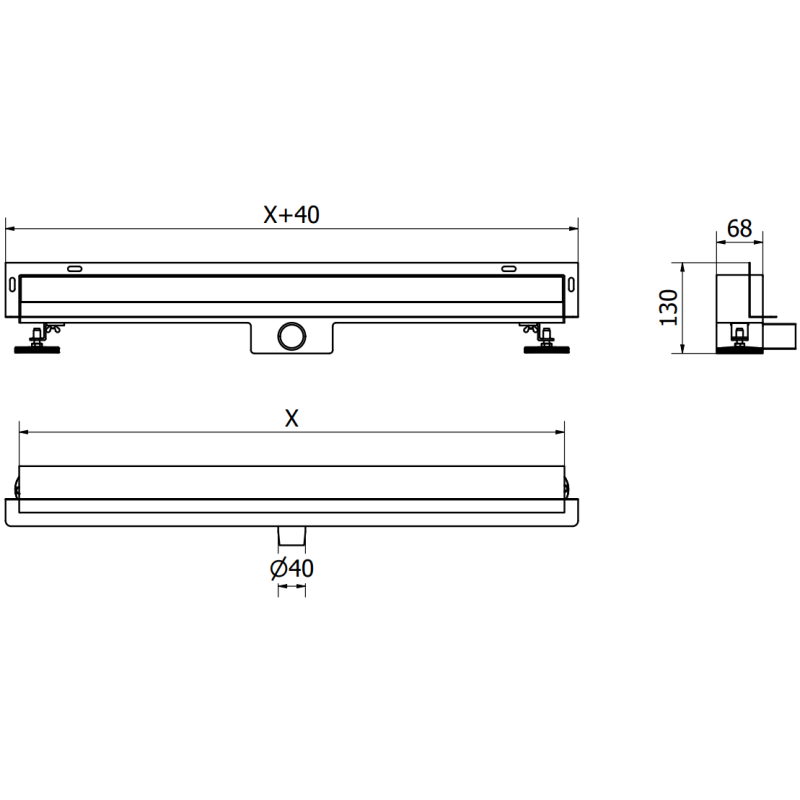 Mexen Flat Wall liniový odtok stěnový 2v1 70 cm, inox - 1030070