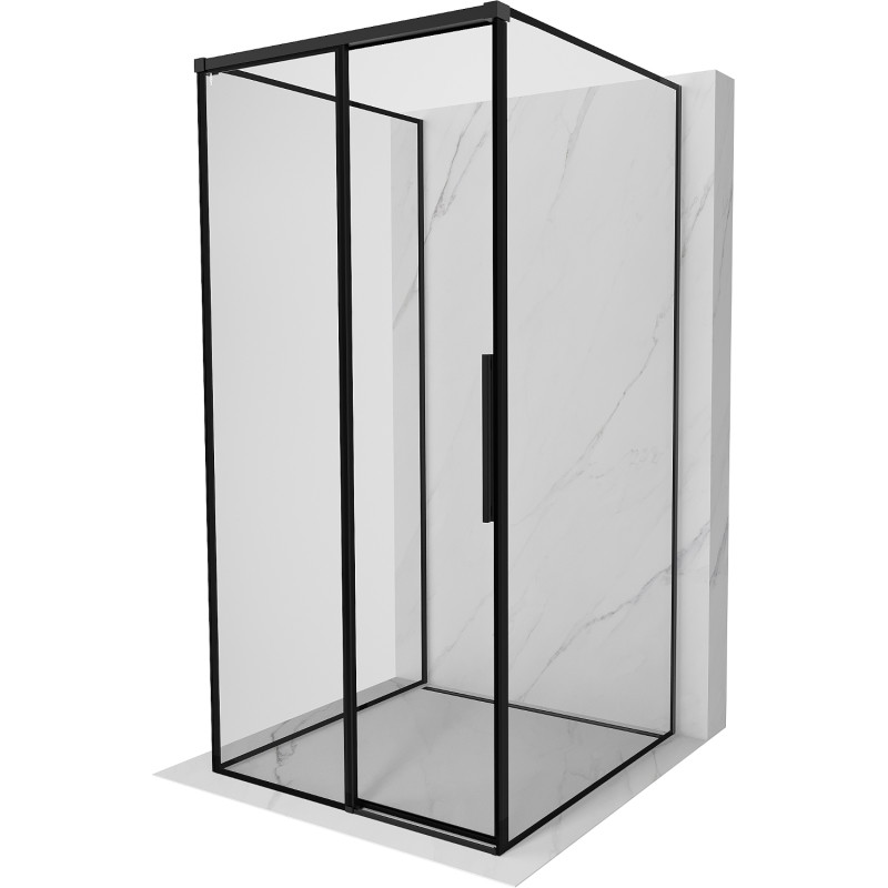 Mexen Rox-3S sprchový kout třístranný posuvný levý 100 x 100 cm, černý rám, černý - 8C2-100-100-70-70-3S-L