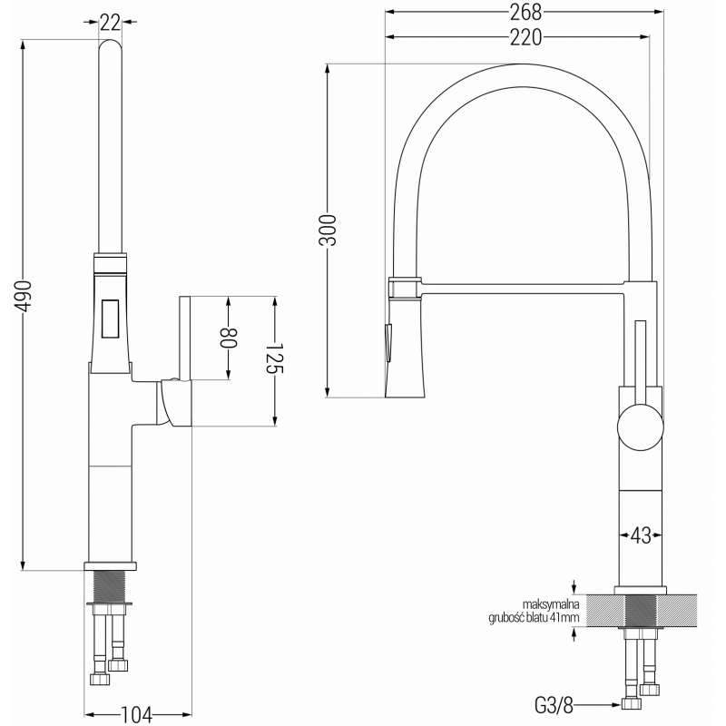 Mexen Dina kuchyňská baterie, bílá - 672701-20