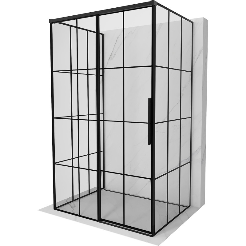 Mexen Rox-3S sprchový kout 3-stěnný posuvný levý 155 x 90 cm, černá mřížka, černá - 8C2-155-090-70-77-3S-L