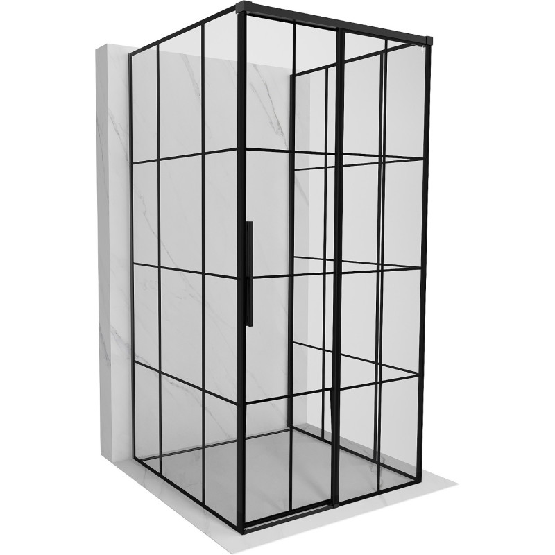 Mexen Rox-3S sprchový kout 3-stěnný posuvný pravý 110 x 110 cm, černá mřížka, černá - 8C2-110-110-70-77-3S-P