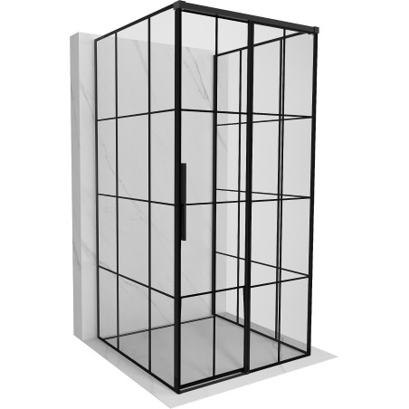 Mexen Rox-3S sprchový kout 3-stěnný posuvný pravý 110 x 110 cm, černá mřížka, černá - 8C2-110-110-70-77-3S-P