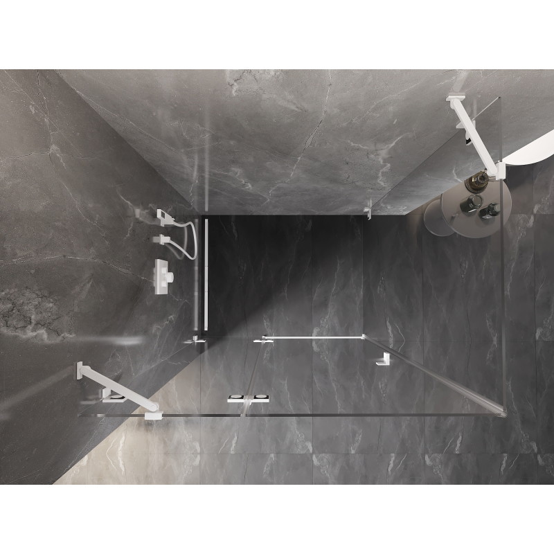 Mexen Lunar sprchový kout s levými otočnými dveřmi 75 x 80 cm, průhledný, bílý - 834-075-080-20-00-L