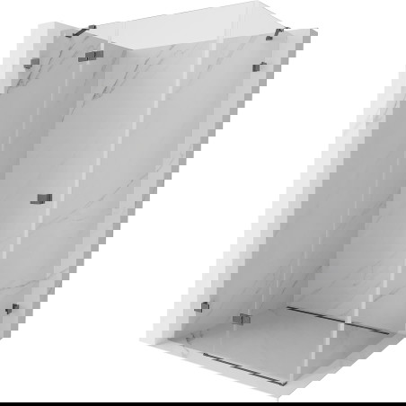 Mexen Lunar sprchový kout levý 70 x 90 cm, transparentní, kartáčovaná gun gray - 834-070-090-66-00-L