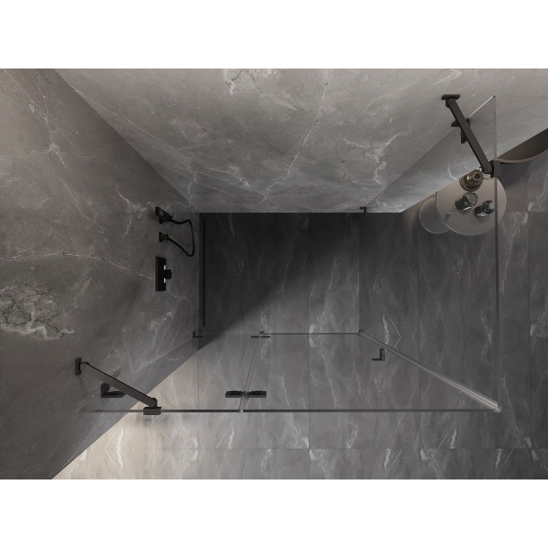 Mexen Lunar sprchový kout s otevíracími dveřmi vlevo 80 x 90 cm, průhledný, kartáčovaný gun gray - 834-080-090-66-00-L