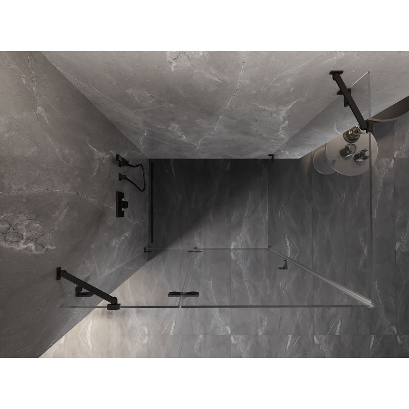 Mexen Lunar sprchový kout s otočnými dveřmi vlevo 85 x 90 cm, transparentní, černý - 834-085-090-70-00-L