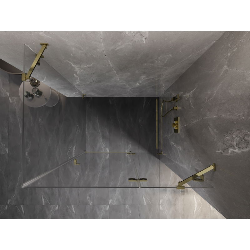 Mexen Lunar sprchová kabina s otočnými dveřmi pravá 70 x 90 cm, transparentní, zlatá - 834-070-090-50-00-P
