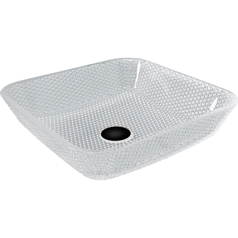 Mexen Mika skleněné umyvadlo na desku 40 x 40 cm, transparentní - 24104000