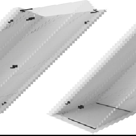 Mexen Lunar L sprchový kout s levým výklopem 75 x 80 cm, průhledný, černý - 834L-075-080-70-00-L