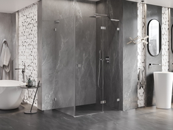 Mexen Lunar L sprchový kout sklopný pravý 80 x 90 cm, transparentní, chromový - 834L-080-090-01-00-P