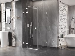 Mexen Lunar T sprchový kout s otočnými dveřmi levý 90 x 90 cm, transparentní, bílý - 834T-090-090-20-00-L