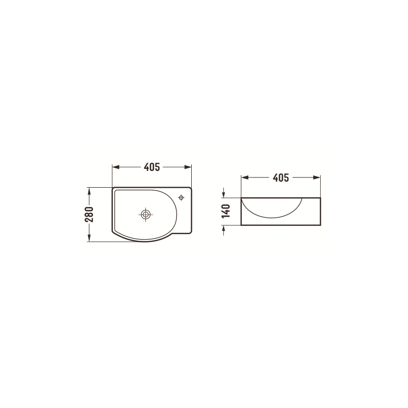 Mexen Mista umyvadlo na desku levé 40 x 28 cm, černá matná - 22174085L