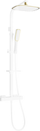 Mexen CQ49 nástěnná sprchová sada s dešťovou sprchou a termostatickou baterií, bílá/zlatá - 772504995-25